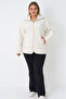 Women's Plus Size Zipper Pocket Long Sleeve Plush Cardigan - 5