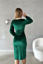 Velvet Fabric Long Sleeve Double-Breasted Dress - 5