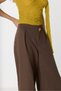 Button Detailed Wide Leg Brown Trousers - 4