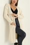 Cream Color Knitted Sweater Long Pocket Cardigan - 3