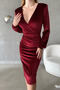 Velvet Fabric Long Sleeve Double-Breasted Dress - 3