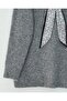Soft Knit Sweater with Scarf - Gray - 5