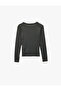 Crew Neck Piped Slim Fit Viscose Blended Long Sleeve T-Shirt - 4