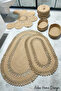 Jute, Bathroom Set, Bath Set, Bath Mat, Mat Set, Makeup Basket, Detergent Basket, Toilet Seat Mat,
