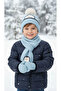 3-6 Years Old Boys' Scarf, Beanie, Gloves Set with Penguin Figure and Fleece Inside, 3-Piece Winter Set