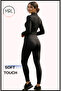 Leggings Matte Black Soft Brushed Katya Fabric Double-Breasted Waist Shaping / Sculpting Full Length Sports 1010 - 5