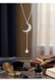 Stainless Steel Necklace with Crescent and Star Figure with Zircon Stone - 2