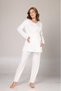 Women's Ecru Jacquard Shawl Collar Winter Long Sleeve Lace Maternity Pajama Set 3-Piece Set - 6
