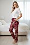 Women's Soft Textured Cotton Elastic Waist Teddy Bear Patterned Pajama Bottoms V25046 - 2