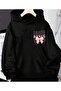 Women's Bow Printed Hooded Sweatshirt - 2