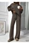 NEW SEASON Mock Neck Button Detail Oversized Sweater-Trousers Knit Co-ord Set 0034 - 2