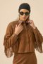 Women's Suede Leather Skirt Suit Brown 31231 - 3
