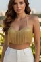 Gold Color Stone Bikini Top Bralet Body Accessory - 5