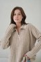 Women's Shirt Collar Half Zipper Corded Fabric Knitwear Sweater - 3