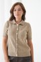 Women's Shirt Collar Silver Button Sequin Short Sleeve Knitwear Cardigan - 2