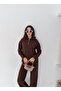 Women's Selani̇k Stand-Up Collar Zippered Knitted Fabric Bottom/Top Set