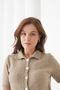 Women's Shirt Collar Silver Button Sequin Short Sleeve Knitwear Cardigan - 4