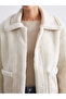 Vision Ecru Jacket Collar Women's Teddy Coat - 3