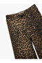 Regular Waist Buttoned Pockets Straight Leg Leopard Print Trousers - Straight Fit Jeans - 6