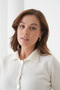 Women's Shirt Collar Silver Button Sequin Short Sleeve Knitwear Cardigan - 4