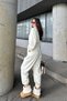 Mock Neck Zip-Up Loose Fit Fleece Warm Long Sleeve Jumpsuit - 8