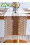 Boho Table Runner with Tassels, Home Decor Long Farmhouse Rustic Table Runner, Cream & Brown Macrame - 4
