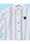 Infant Boys Beige Striped Dobby Mandarin Shirts - 2