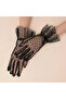 Short Length Laced Black Polka Dot Tulle Gloves Black Color - 4