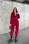 Mock Neck Zip-Up Loose Fit Fleece Warm Long Sleeve Jumpsuit - 4