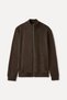 Men's Khaki Stand Collar Zippered Sweatshirt