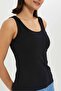 Black Plain Rib Vest - 8
