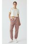 Women's Elasticated Cuffs Three Thread Sh Fleece-Lined Roberts Sweatpants Salmon - 2
