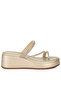 Women Toe Loop Slip On Rhinestone Sandals in Gold - 2