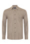 Albini Apres Ski Beige Herringbone Tailor Fit Buttoned Collar Lyocell Cotton Flannel Shirt