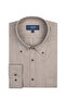 Albini Apres Ski Beige Herringbone Tailor Fit Buttoned Collar Lyocell Cotton Flannel Shirt - 2