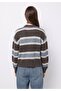 Regular Fit Round Neck Striped Women's Brown Sweater - 2