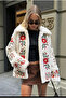 White Embroidered Vintage Faux Fur Coat - 3