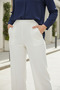 White Back Elastic High Waist Wide Leg Palazzo Women's Comfortable Fabric Pants - 6