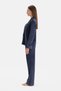 Navy Blue Embroidery Detailed Velvet Shirt Pants Pajama Set - 3