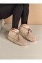 MOCCA Beige Suede-Look, Comfortable PU Sole, Beaded Accessories, Fur-Lined Women's Winter Boots - 3