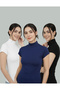 Women's 3-Piece Stretch Fabric Flexible Half Fisherman Short Sleeve Black - Navy Blue - White Badi