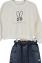 Girl's Holiday Casual Wide-Leg Palazzo Jeans-Sweatshirt Two-Piece Set - 3