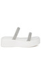 Women Chunky Rhinestone Platform Sandals in White - 2