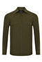 Albiate Khaki Green Tailor Fit Sport Oxford Men's Utility Shirt