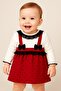 Baby Girl Heart Patterned Lace Bow Strap Dress Set - 2