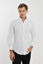 Collar Buttoned Long Sleeve Buttoned Pattern Printed Cotton White Men Shirt - 6