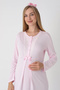 Lace Detailed Viscose Fabric Maternity Nightgown and Robe Set of 2 - Includes Slippers and Crown as a Gift - 2