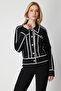 Striped Detail Snap Closure Cardigan 69908-26K - 2