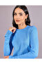 Women Blue Plain Pullover - 4