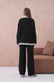 Women's Crew Neck Low Sleeve Sweater Pants Two-Piece Knitwear Set - 6